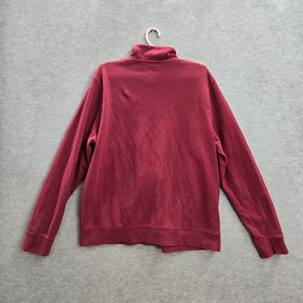 LL Bean Men‎ Track Jacket Large Red Full Zip Traditional Fit Pockets Mock Neck